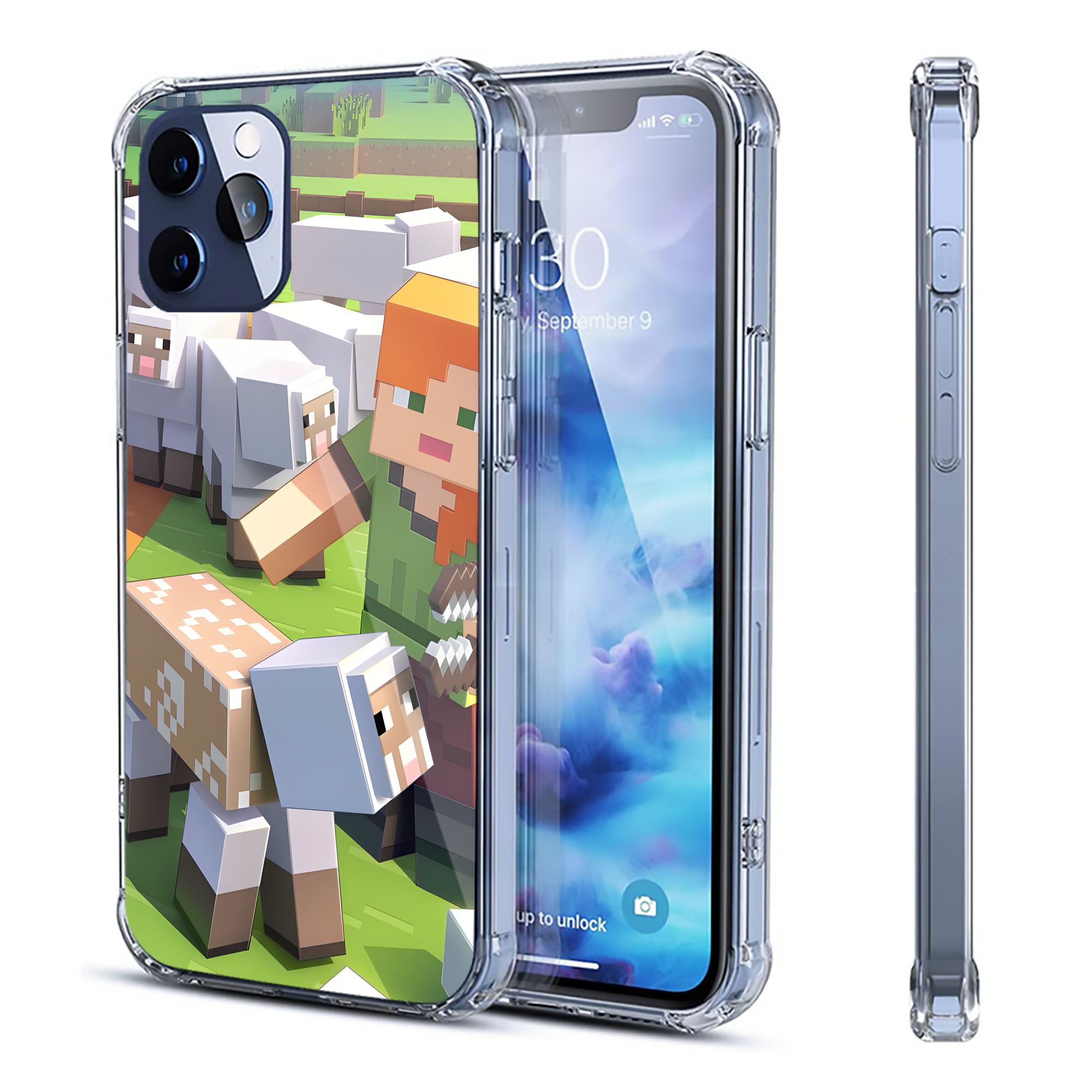 （画像用） マインクラフト ブロックの世界 Minecraft MC Block world 【iPhone 12シリーズ対応】透明スマホケース（クリアソフトケース）